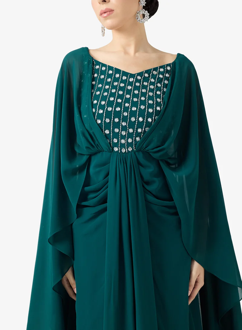 Amelia Rose  Cape Sleeve Maxi Dress for Women | Best Price UAE